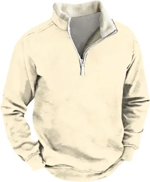 1/4 Zip Pullover Mens,Light Sherpa Fleece Lined Sweatshirt Vintage Pullover Tops With Elbow Patches Fall Shirts