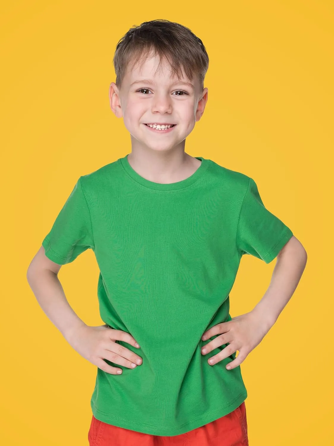 3 Pack Toddler Boys Cotton Short Sleeve T-Shirts Soft Solid Color Tees Summer Basic Tops for Kids 3-6Y