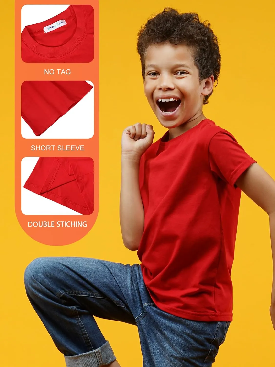 3 Pack Toddler Boys Cotton Short Sleeve T-Shirts Soft Solid Color Tees Summer Basic Tops for Kids 3-6Y