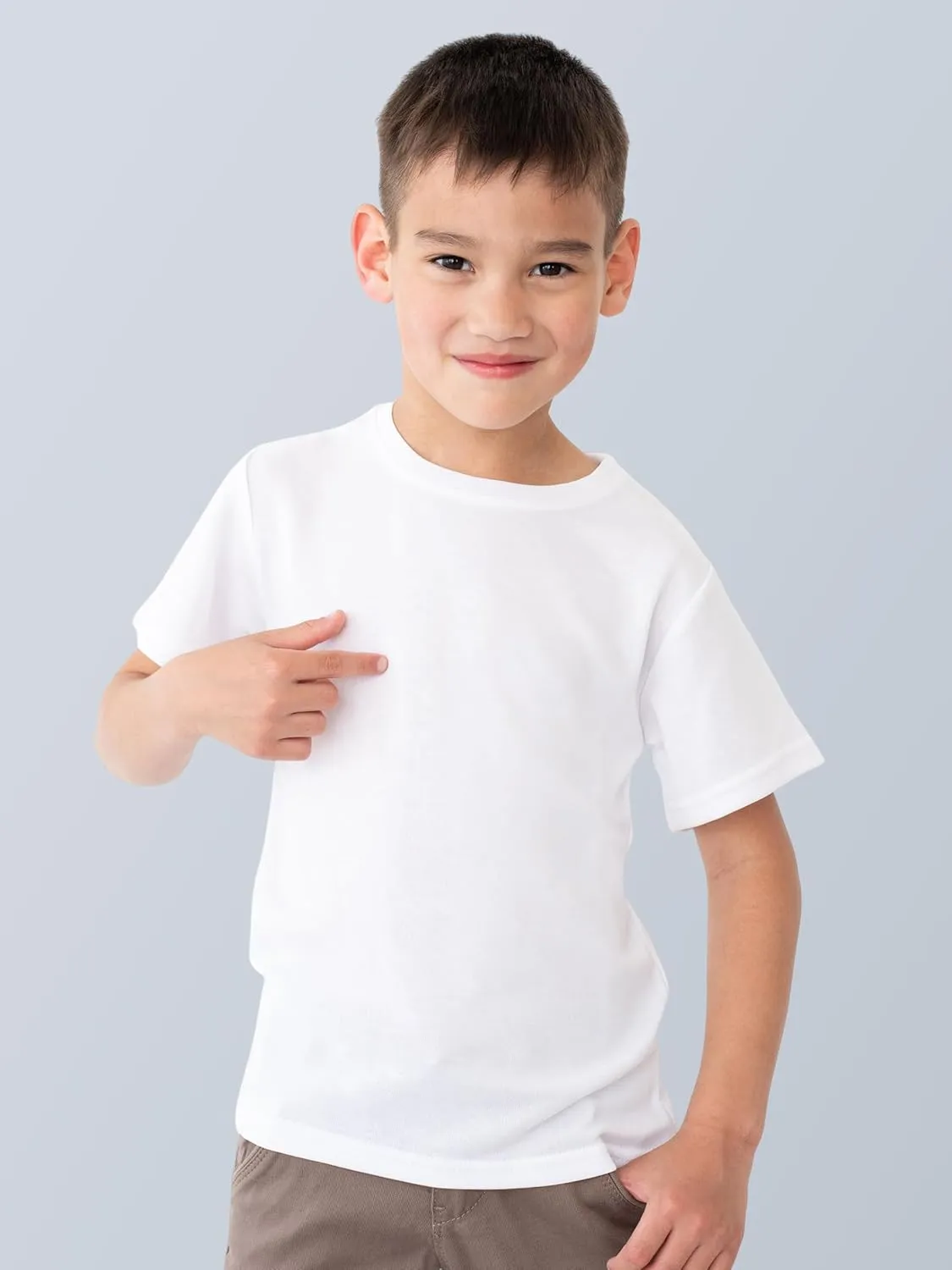 3 Pack Toddler Boys Cotton Short Sleeve T-Shirts Soft Solid Color Tees Summer Basic Tops for Kids 3-6Y