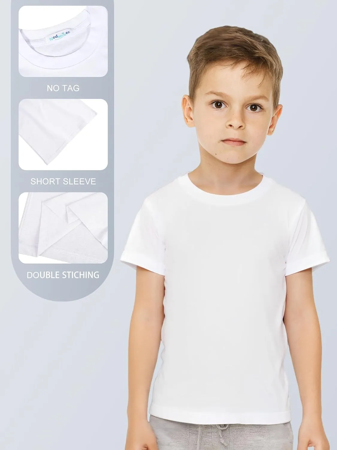 3 Pack Toddler Boys Cotton Short Sleeve T-Shirts Soft Solid Color Tees Summer Basic Tops for Kids 3-6Y