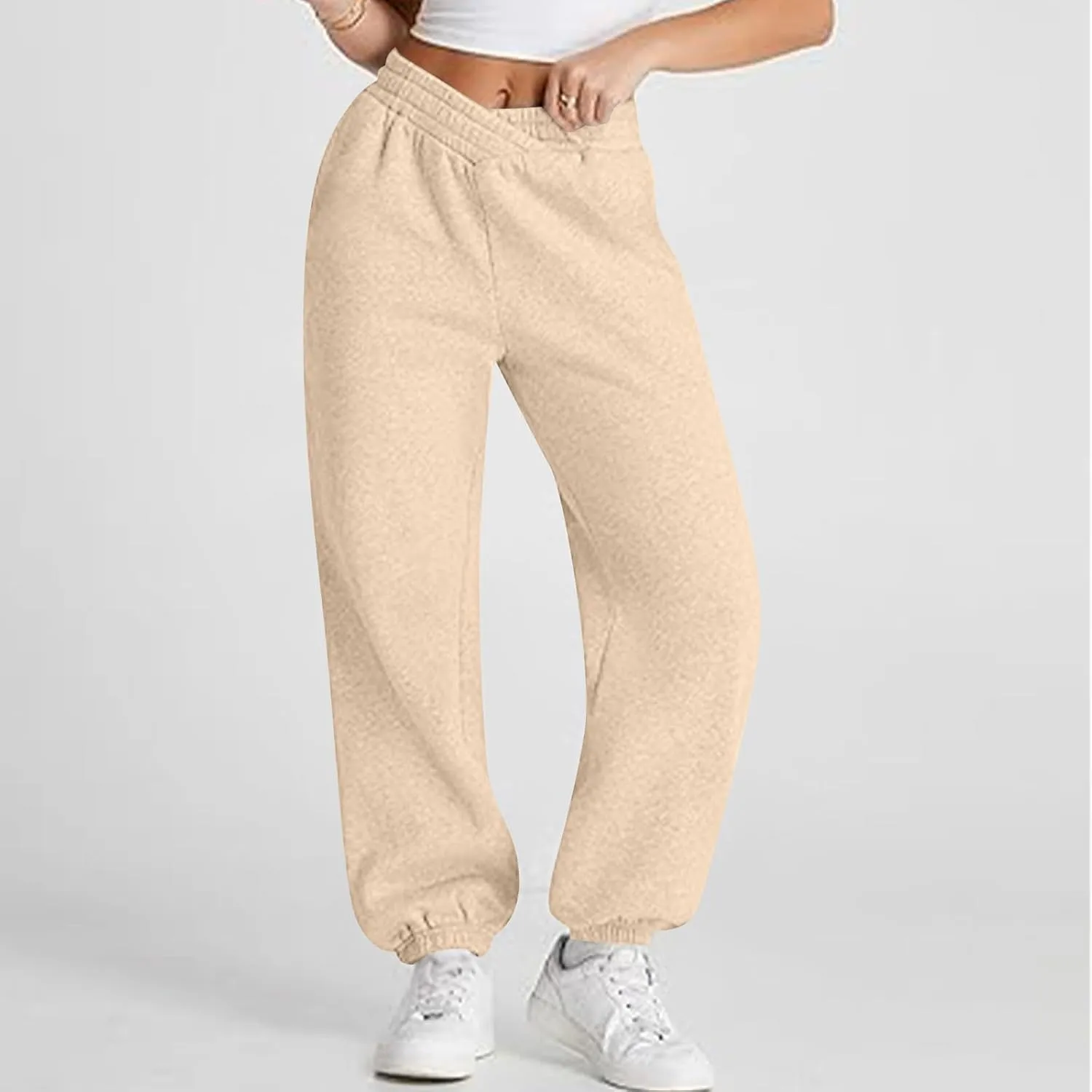 ADHOWBEW Women Sweatpants with Pockets Casual Low Rise Elastic Waisted Comfy Relaxed Fit Workout Joggers