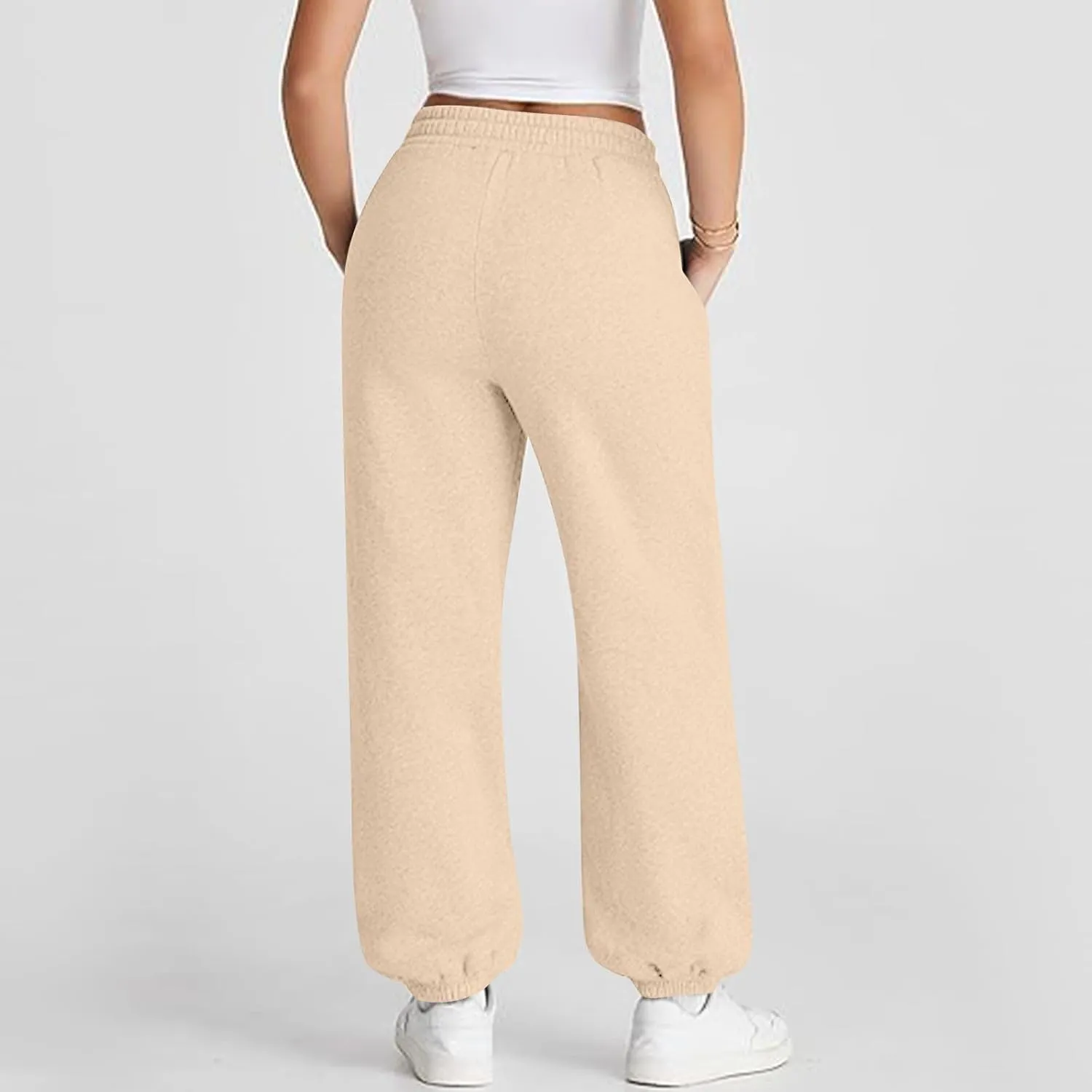 ADHOWBEW Women Sweatpants with Pockets Casual Low Rise Elastic Waisted Comfy Relaxed Fit Workout Joggers