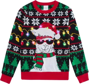 ADUKIDE Boys Ugly Christmas Sweater Xmas LED Light up Sweatshirt Girls Long Sleeve Knit Pullover Size 5-14T