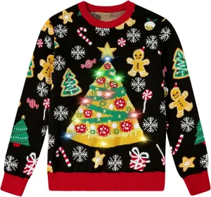 ADUKIDE Boys Ugly Christmas Sweater Xmas LED Light up Sweatshirt Girls Long Sleeve Knit Pullover Size 5-14T