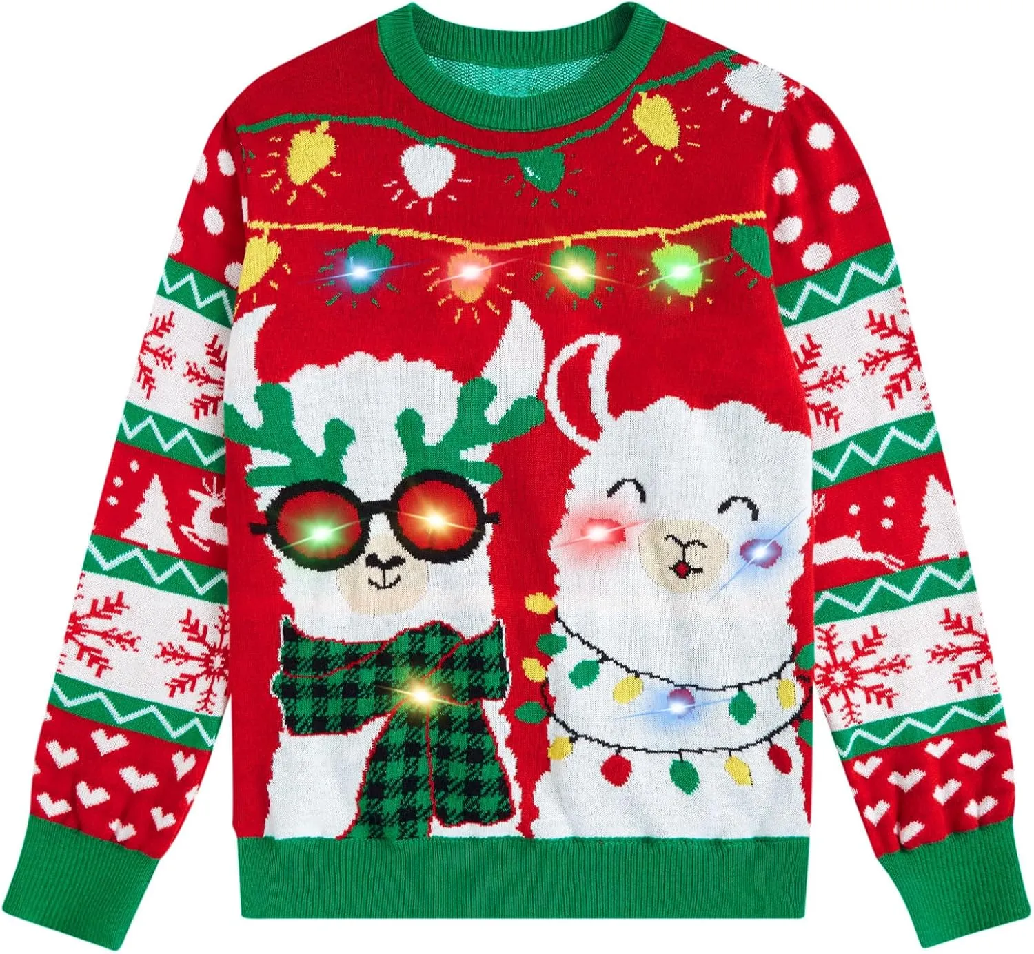 ADUKIDE Boys Ugly Christmas Sweater Xmas LED Light up Sweatshirt Girls Long Sleeve Knit Pullover Size 5-14T