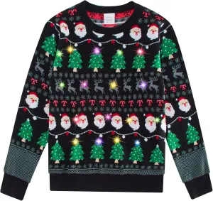 ADUKIDE Boys Ugly Christmas Sweater Xmas LED Light up Sweatshirt Girls Long Sleeve Knit Pullover Size 5-14T