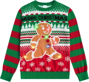 ADUKIDE Boys Ugly Christmas Sweater Xmas LED Light up Sweatshirt Girls Long Sleeve Knit Pullover Size 5-14T