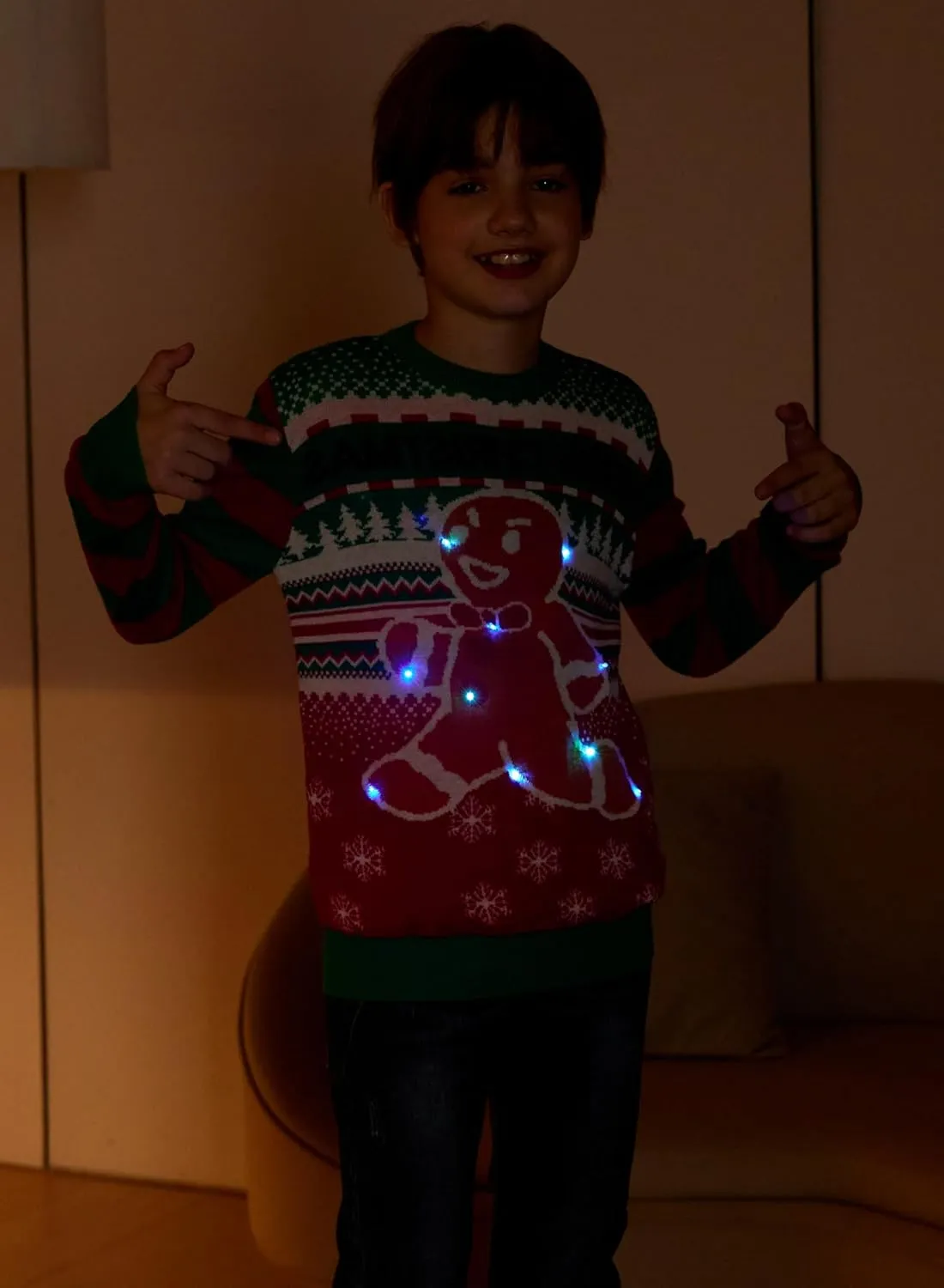 ADUKIDE Boys Ugly Christmas Sweater Xmas LED Light up Sweatshirt Girls Long Sleeve Knit Pullover Size 5-14T