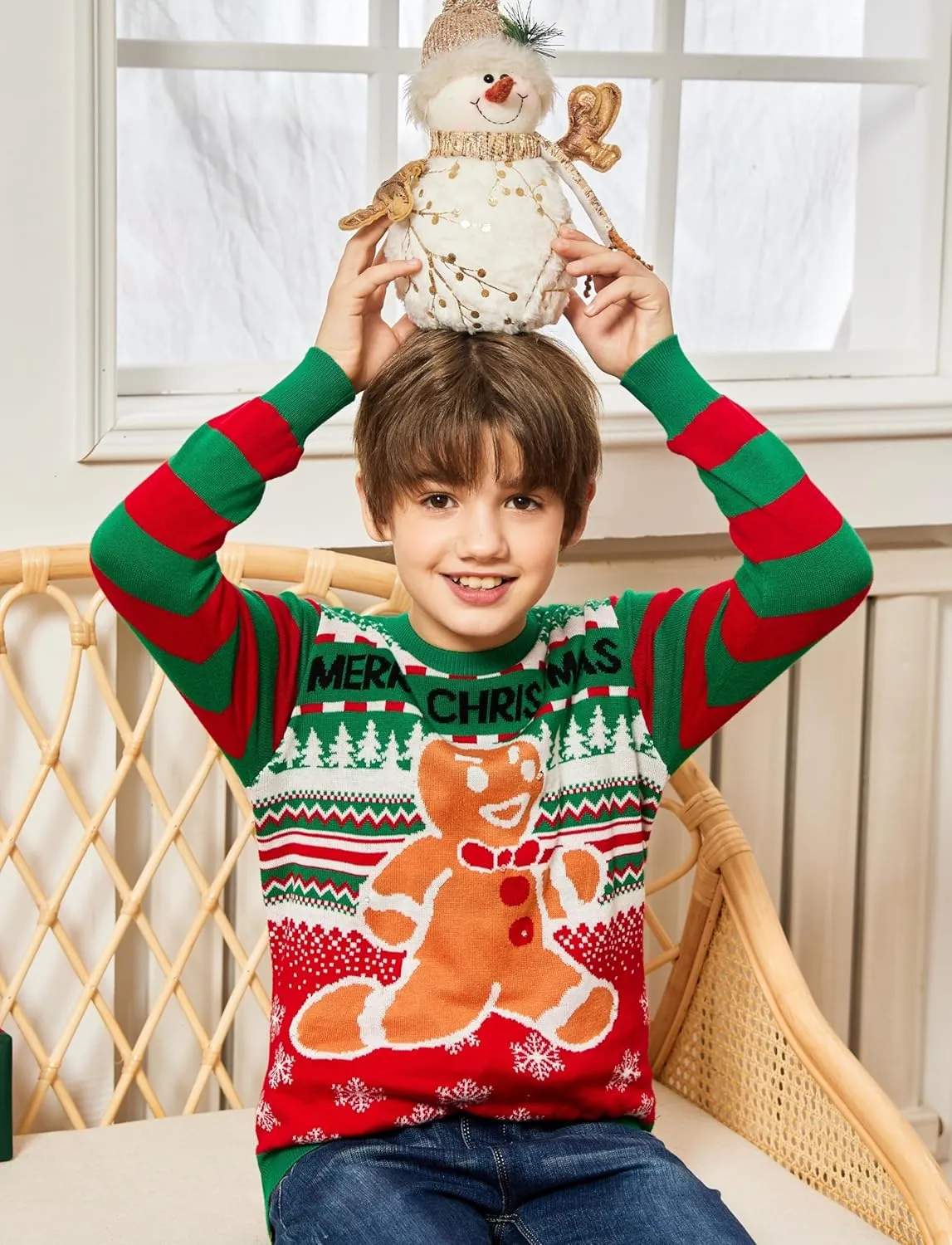 ADUKIDE Boys Ugly Christmas Sweater Xmas LED Light up Sweatshirt Girls Long Sleeve Knit Pullover Size 5-14T