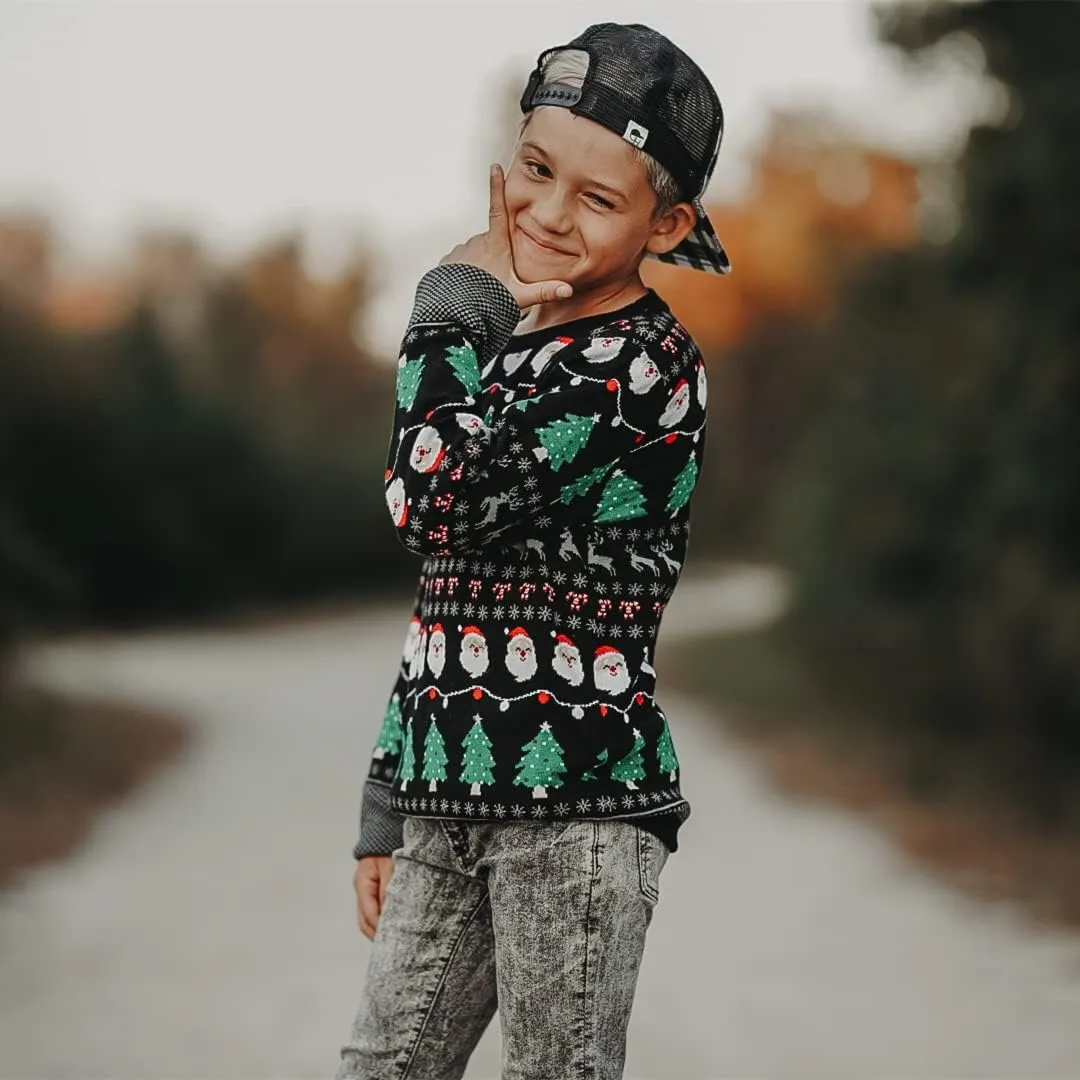 ADUKIDE Boys Ugly Christmas Sweater Xmas LED Light up Sweatshirt Girls Long Sleeve Knit Pullover Size 5-14T