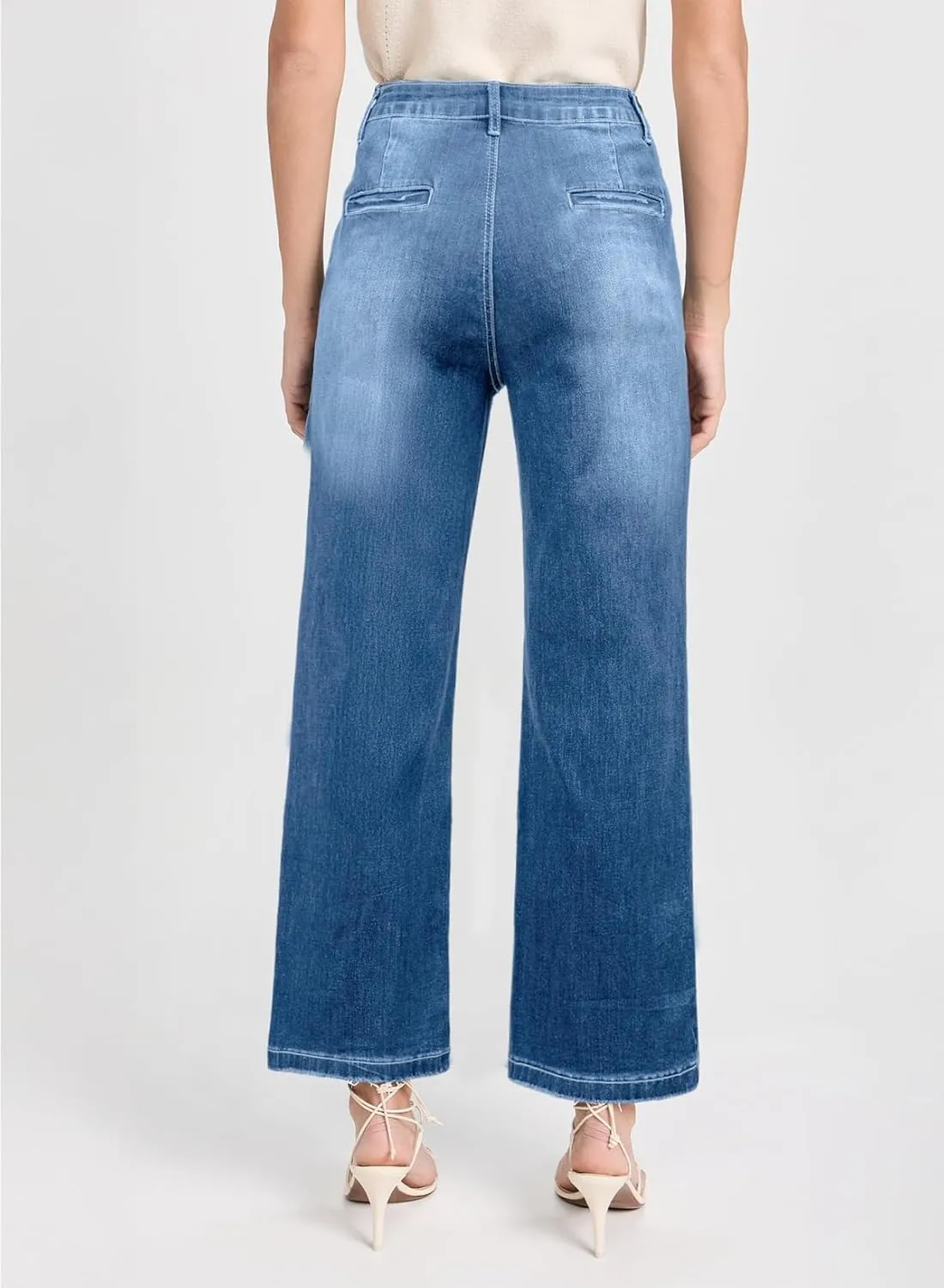 Astylish Women 2025 Wide Leg Jeans Cropped Jeans Stretchy High Waisted Baggy Loose Boyfriend Vintage Denim Pants