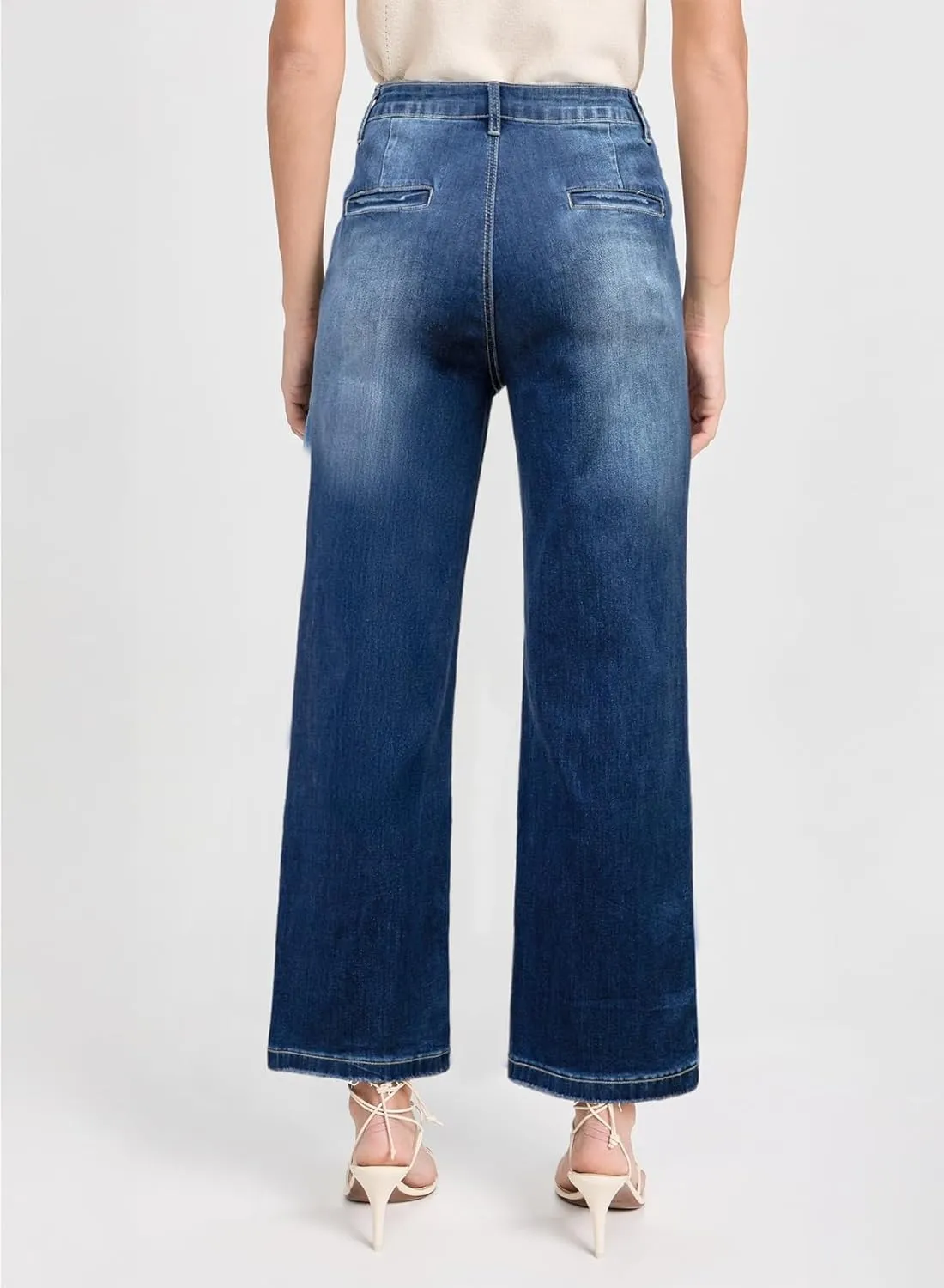 Astylish Women 2025 Wide Leg Jeans Cropped Jeans Stretchy High Waisted Baggy Loose Boyfriend Vintage Denim Pants