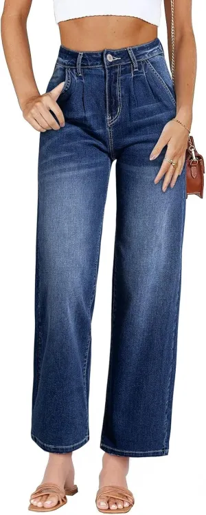 Astylish Women 2025 Wide Leg Jeans Cropped Jeans Stretchy High Waisted Baggy Loose Boyfriend Vintage Denim Pants