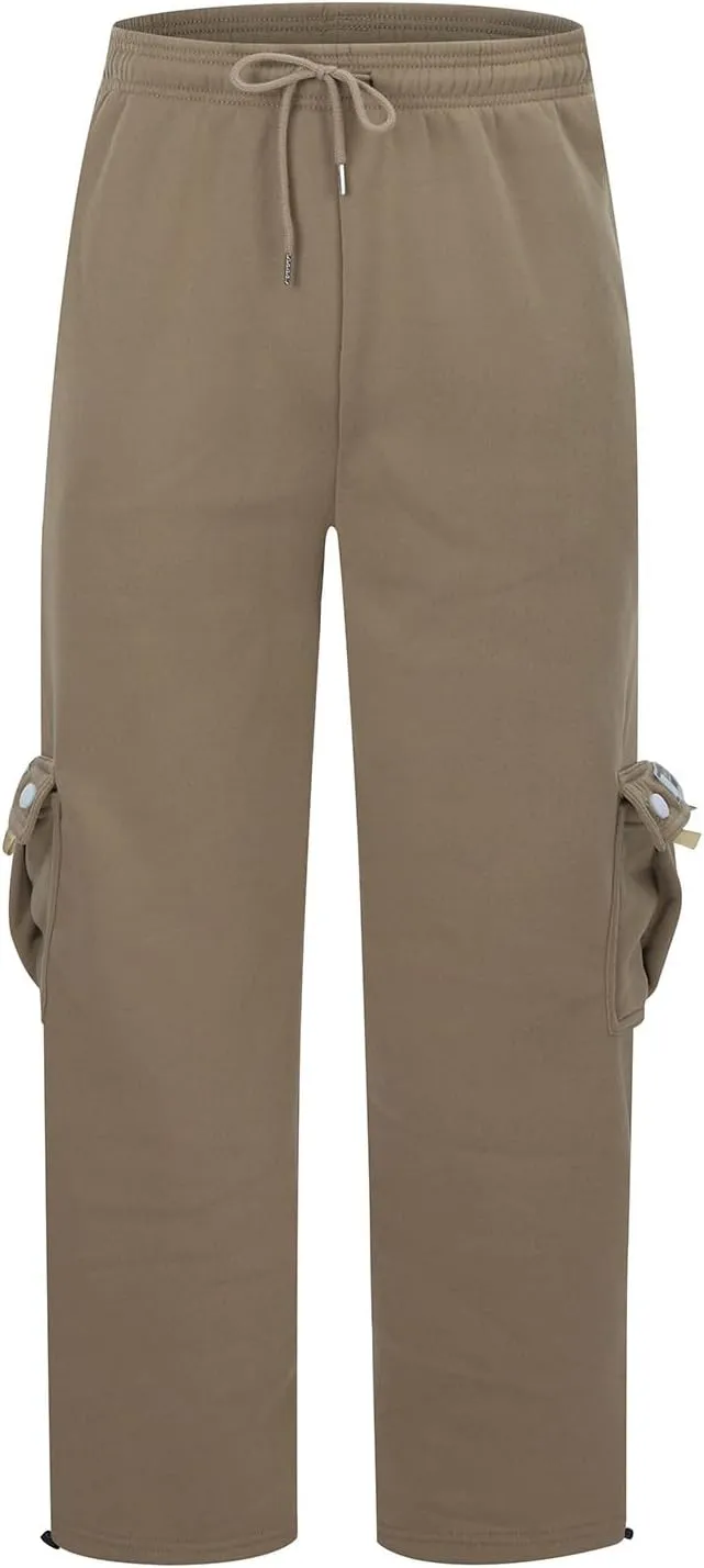 Baggy Cargo Pants Men Casual Elastic Drawstring Work Hiking Pants Straight Stretch Outdoor Jogger with Pockets