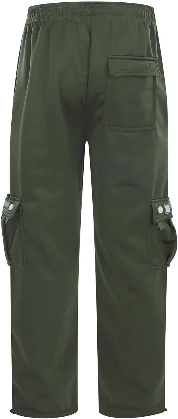 Baggy Cargo Pants Men Casual Elastic Drawstring Work Hiking Pants Straight Stretch Outdoor Jogger with Pockets