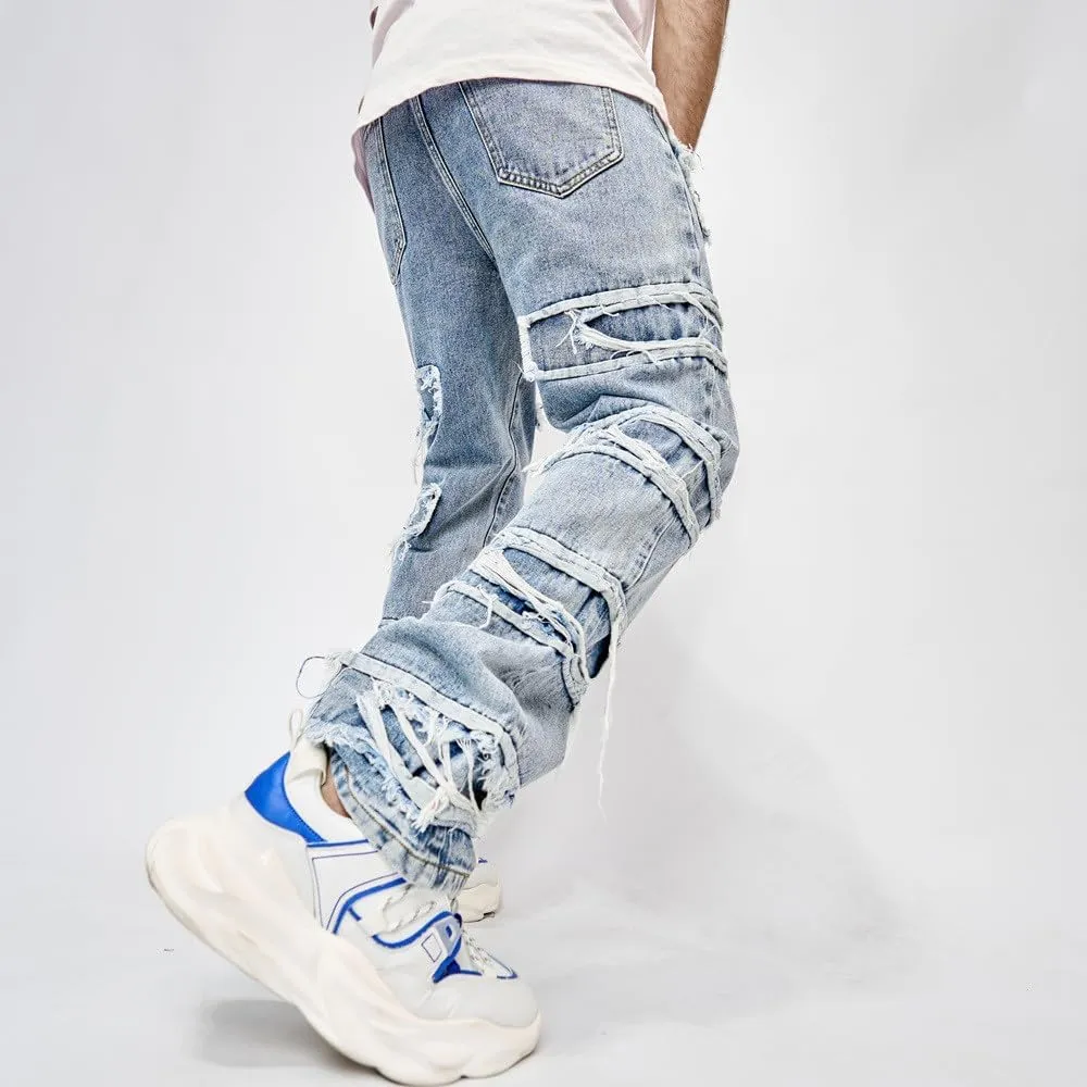 Bidobibo Mens Jeans Relaxed Fit Stretch Straight Leg Carpenter Denim Pants Loose Fit Trousers 2025 Distressed Tapered Jeans