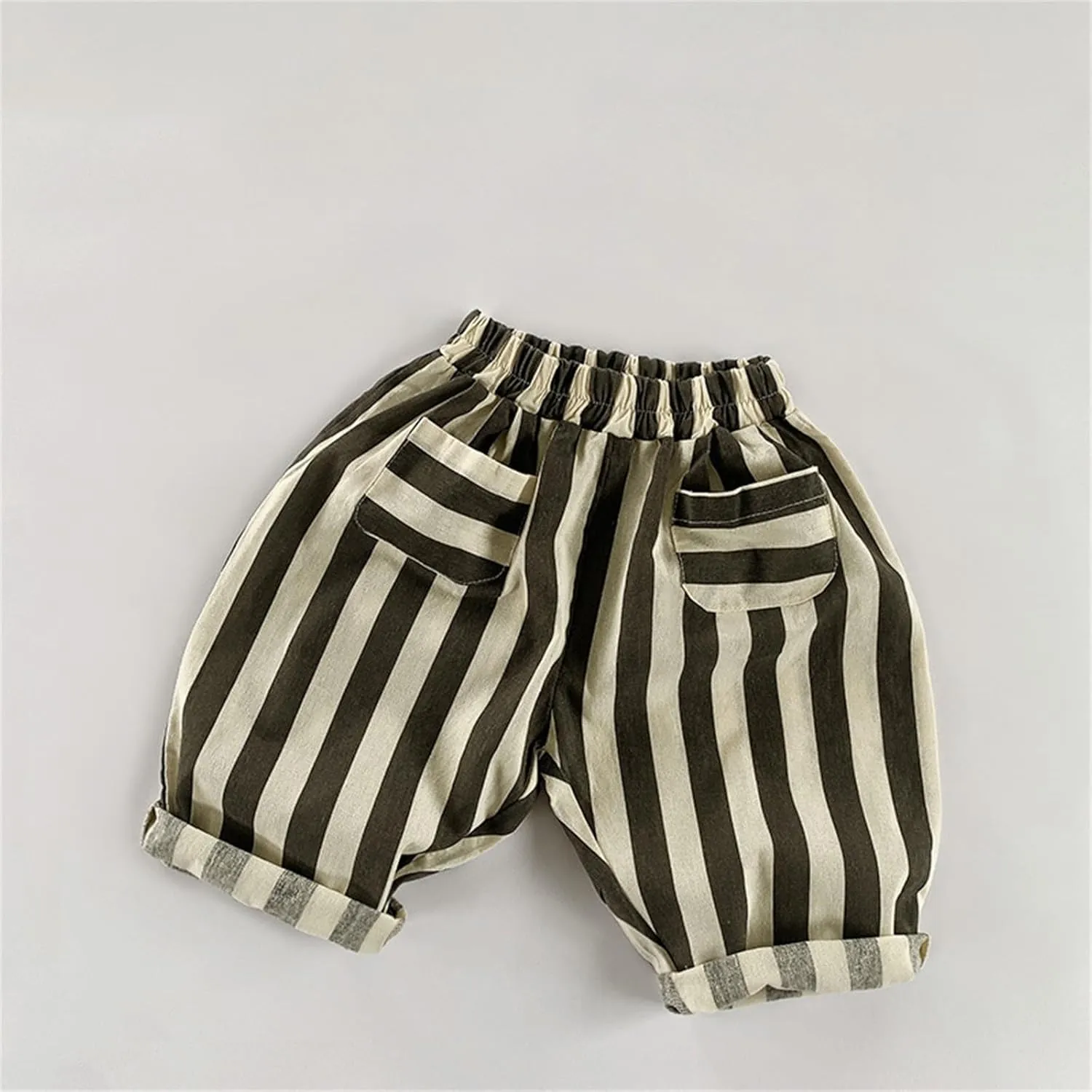 Boys' Cotton Linen Harem Bloomers Pants for Baby Toddler Striped Bloomer Elastic Basic Harem Joggers 0 Months 24 Month