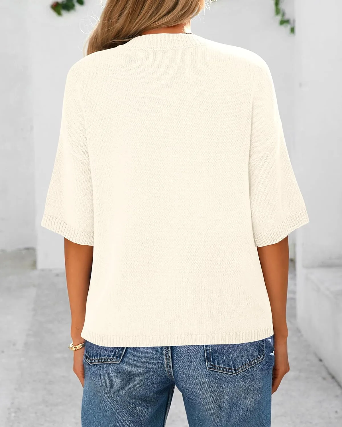 BTFBM Short Sleeve Cardigans for Women Button Up Sweaters Y2k Spring Summer 2025 Crew Neck Business Casual Work Clothes