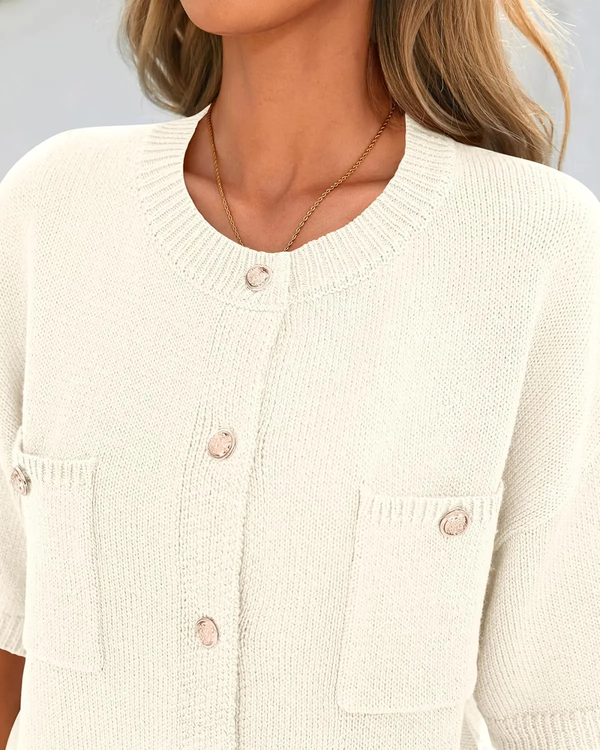 BTFBM Short Sleeve Cardigans for Women Button Up Sweaters Y2k Spring Summer 2025 Crew Neck Business Casual Work Clothes