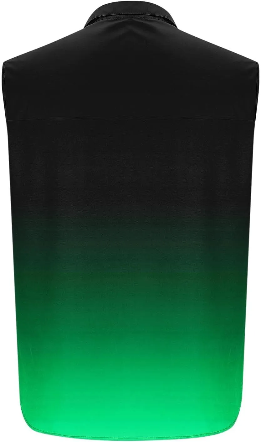 Cambkatl Men's Summer Fashion Gradient Button Down Shirt Sleeveless Casual Lapel Workout Tank Top Beach Shirts
