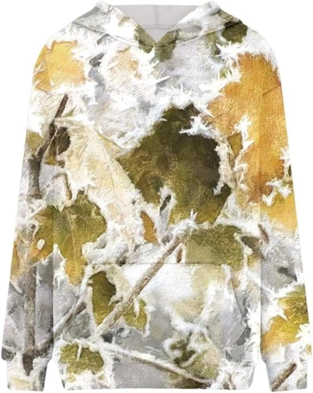 Camo Sweatshirt Women Maple Leaf Graphic Printed Hoodies Relaxed Fit Casual Sweatshirts Lightweight Hooded Pullovers