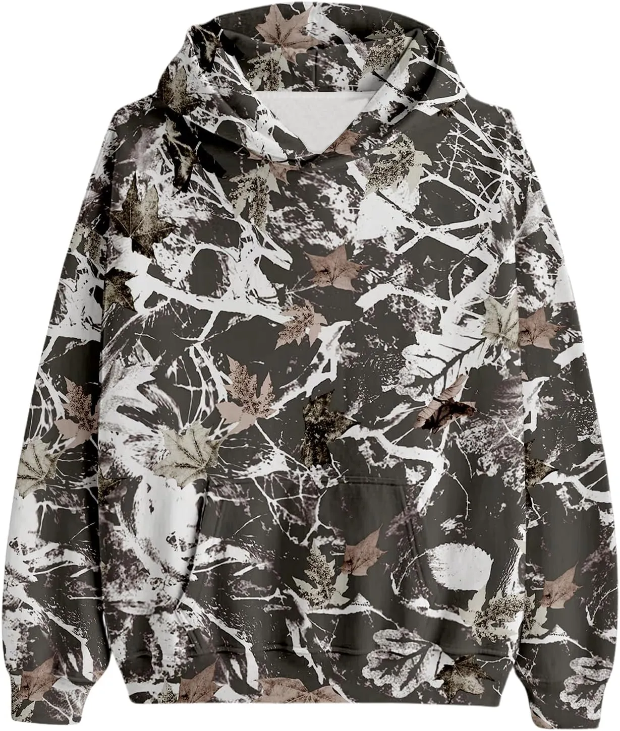 Camo Sweatshirt Women Maple Leaf Graphic Printed Hoodies Relaxed Fit Casual Sweatshirts Lightweight Hooded Pullovers