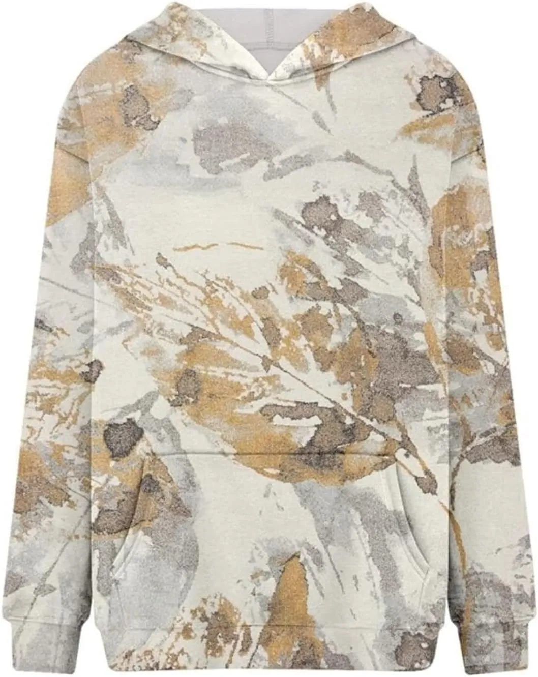 Camo Sweatshirt Women Maple Leaf Graphic Printed Hoodies Relaxed Fit Casual Sweatshirts Lightweight Hooded Pullovers
