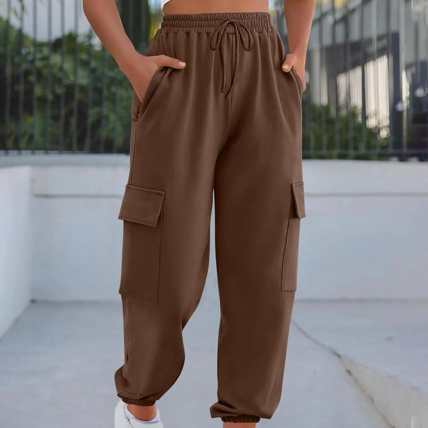 Cargo Joggers for Women Baggy High Waisted Sweatpants with Pockets Trendy Comfy Loose Workout Pants Jogging Pants