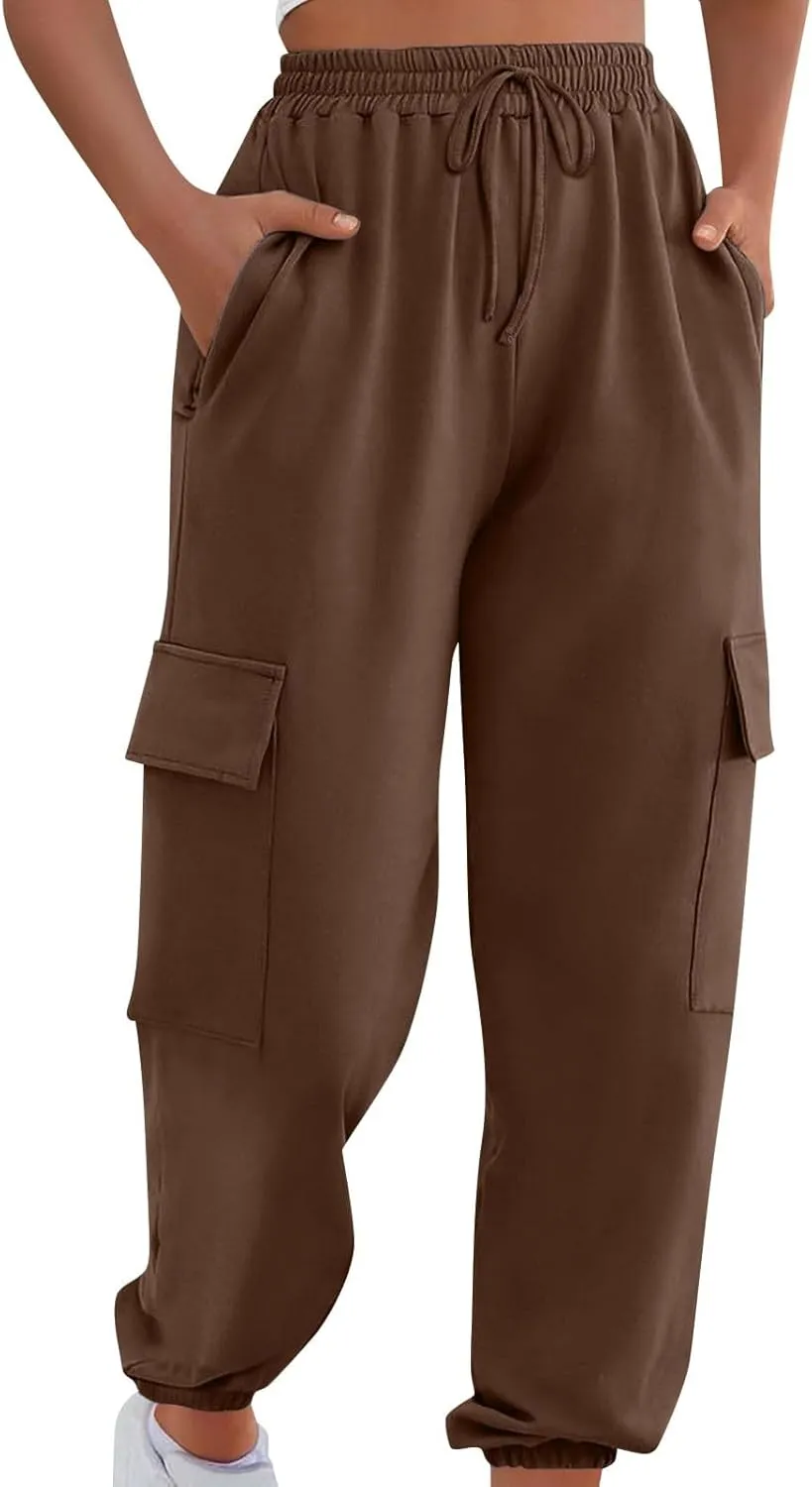 Cargo Joggers for Women Baggy High Waisted Sweatpants with Pockets Trendy Comfy Loose Workout Pants Jogging Pants
