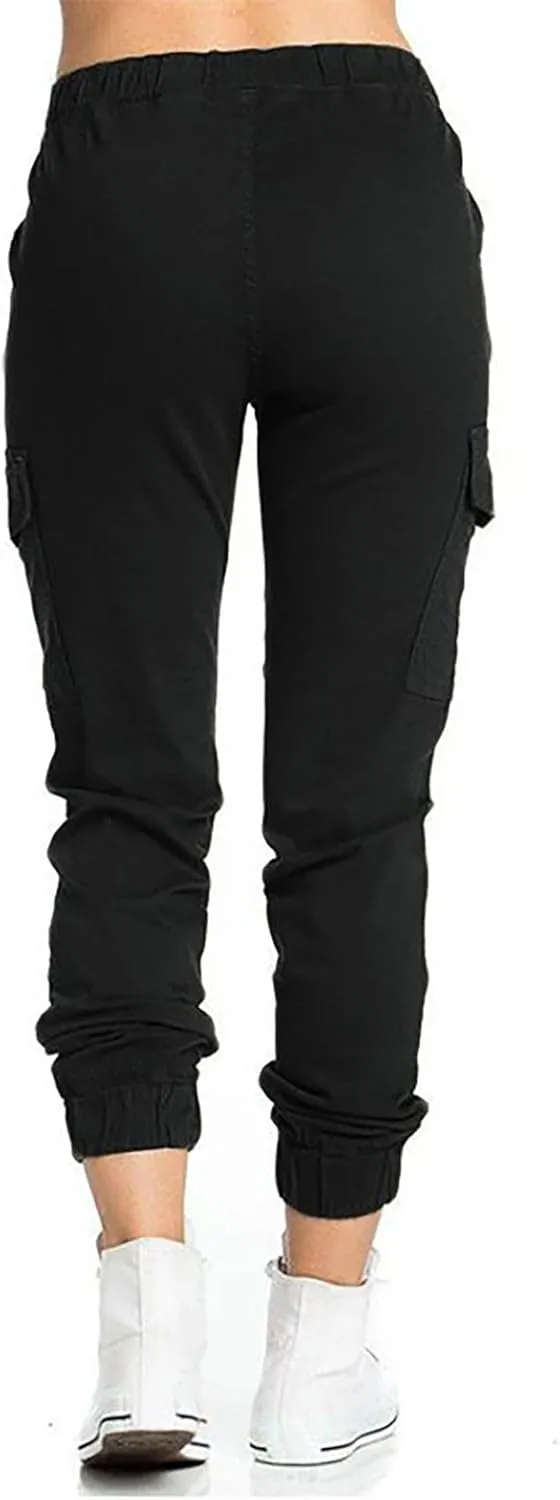 Cargo Joggers for Women Light Weight Stretchy Hiking Pants Drawstring Tapered Cinch Bottom Baggy Cargo Pants