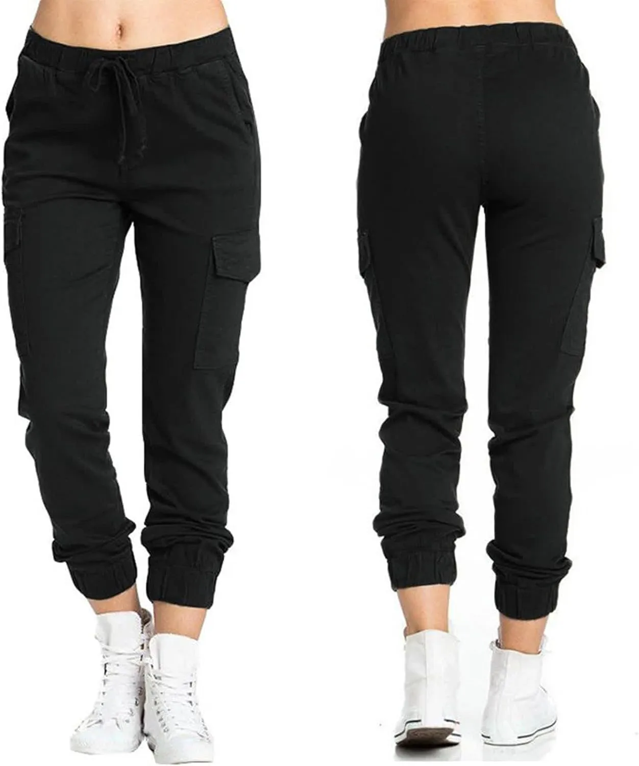 Cargo Joggers for Women Light Weight Stretchy Hiking Pants Drawstring Tapered Cinch Bottom Baggy Cargo Pants