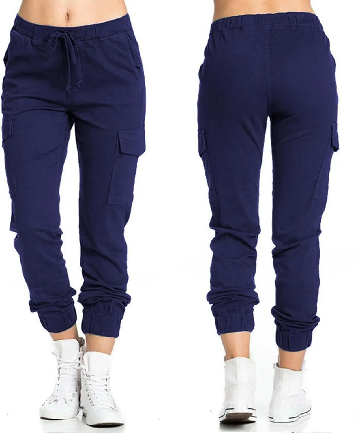 Cargo Joggers for Women Light Weight Stretchy Hiking Pants Drawstring Tapered Cinch Bottom Baggy Cargo Pants