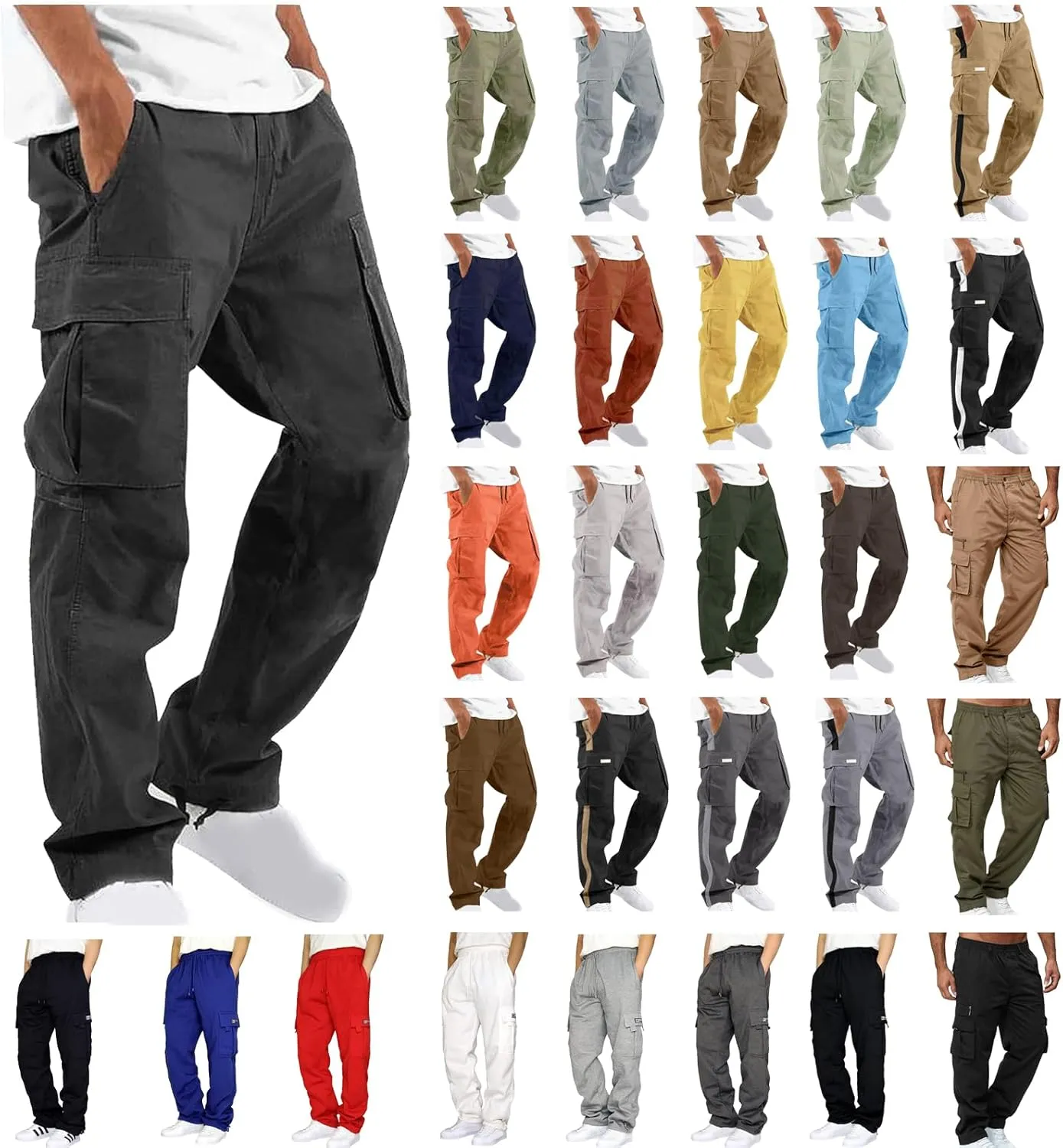 Cargo Pants for Men Relaxed Fit Joggers Pants Multi-Pocket Work Pants Casual Outdoor Hiking Pants Tactical Trousers