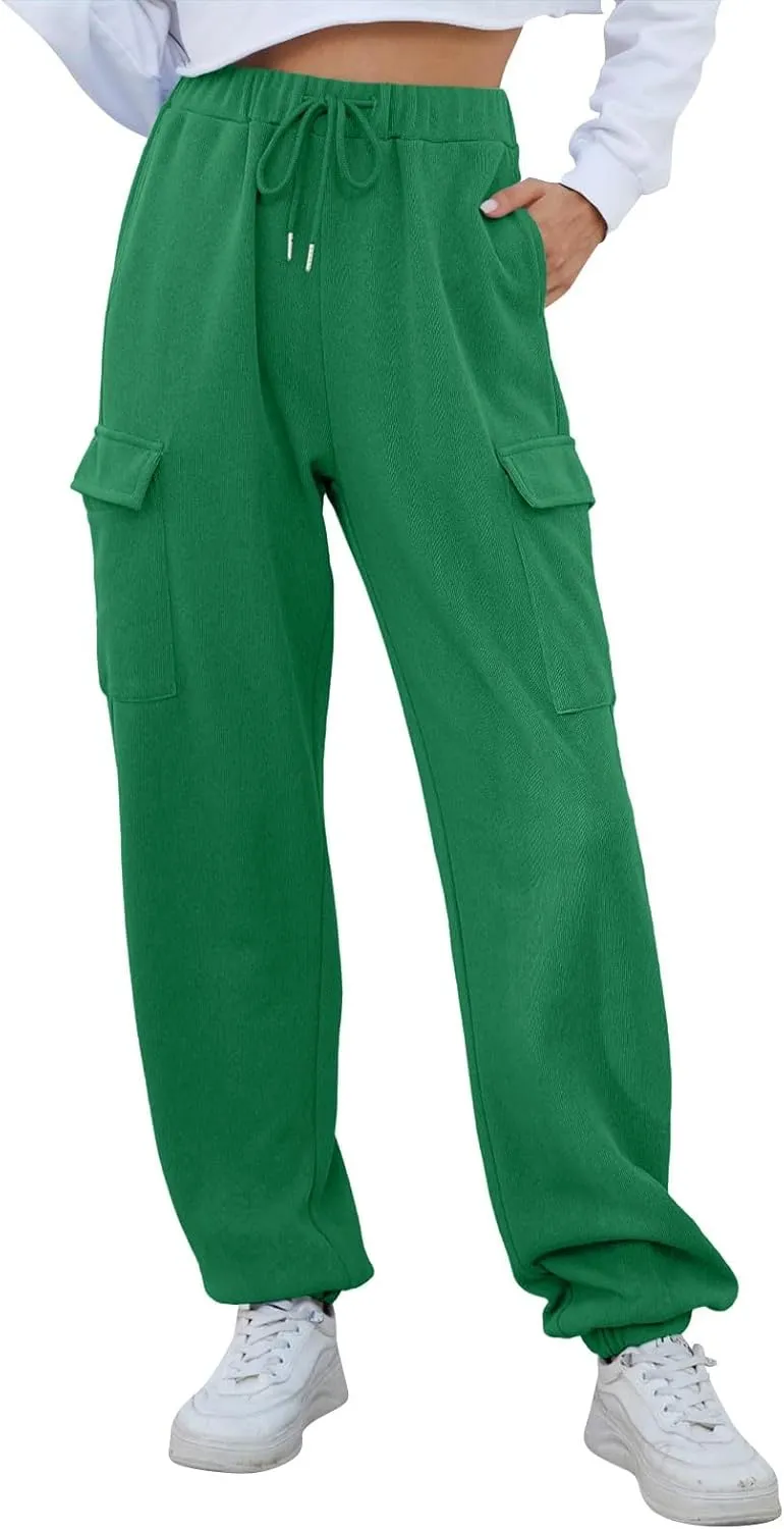 Cargo Sweatpants for Women High Waisted Drawstring Joggers Lounge Workout Loose fit Pants with Pockets
