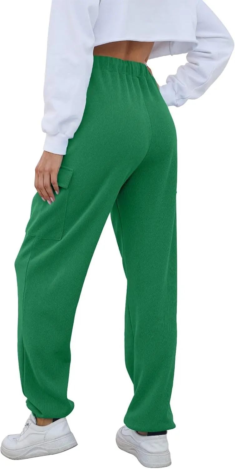 Cargo Sweatpants for Women High Waisted Drawstring Joggers Lounge Workout Loose fit Pants with Pockets