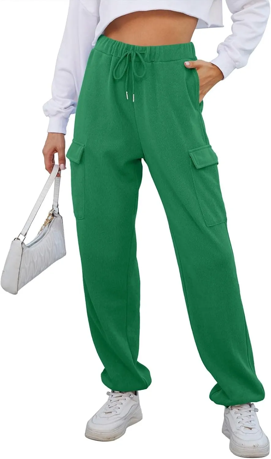 Cargo Sweatpants for Women High Waisted Drawstring Joggers Lounge Workout Loose fit Pants with Pockets
