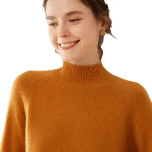 Cashmere Sweaters for Women, 100% Cashmere Half Turtleneck Warm Light Long Sleeve Crew Neck Soft Pullover Sweater