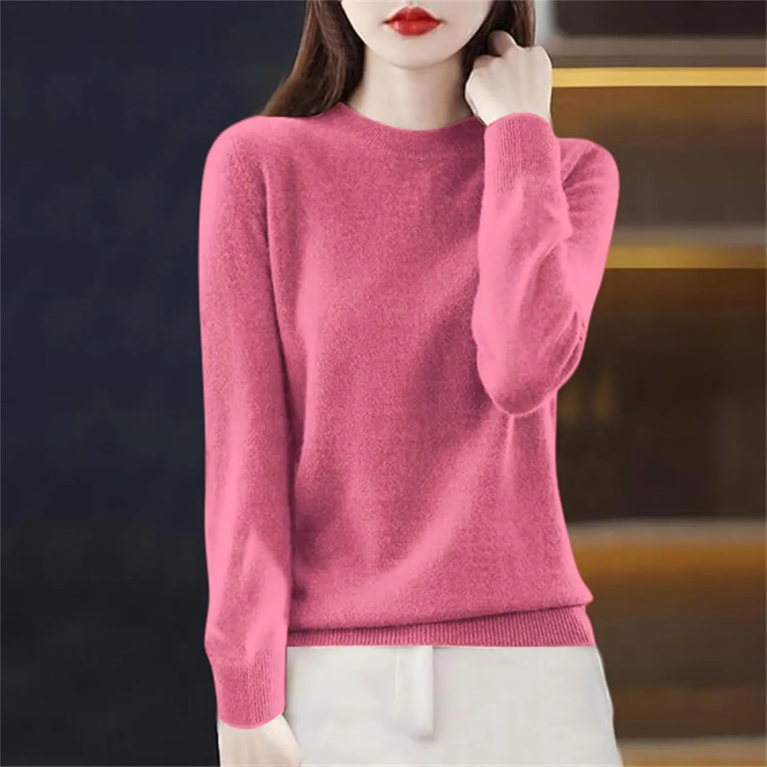Cashmere Sweaters for Women Long Sleeve Crewneck Pullover Comfort Sweater Ladies Sweaters for Women Trendy 2025