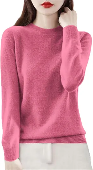 Cashmere Sweaters for Women Long Sleeve Crewneck Pullover Comfort Sweater Ladies Sweaters for Women Trendy 2025