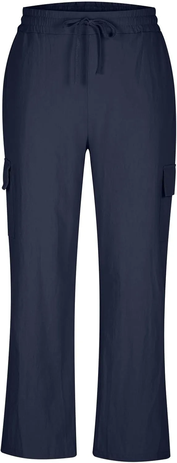 Casual Cargo Pants for Men Elastic Waist Drawstring Workout Gym Pants with Pockets Loose Fit Comfy Sweatpants