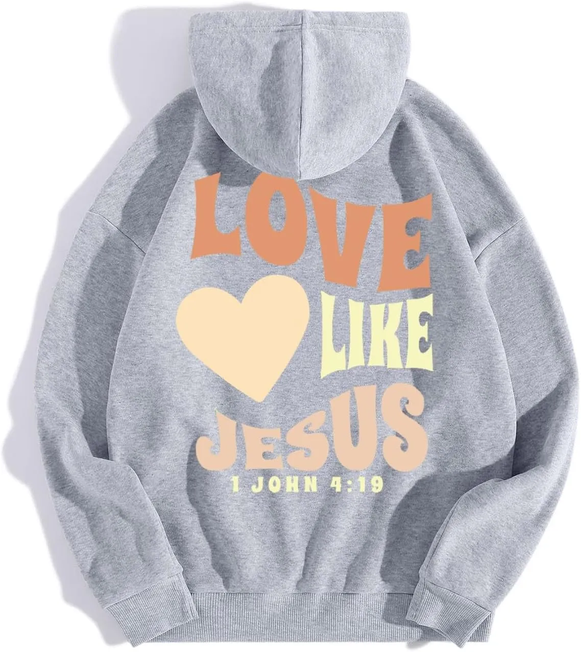 Christian Hoodies for Women Bible Verse Jesus Loves You Letter Graphic Oversized Long Sleeve Pockets Drawstring Sweatshirts