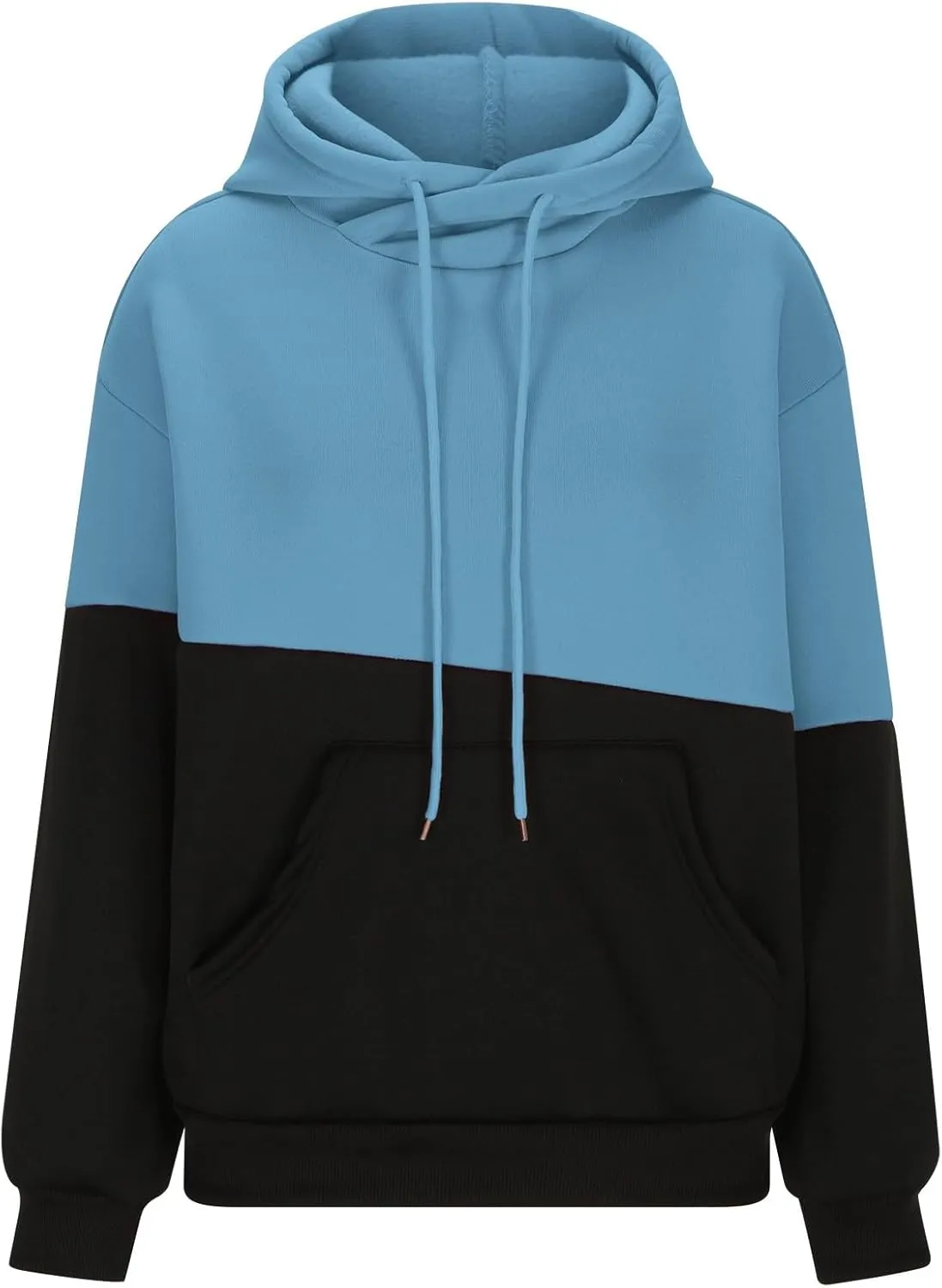 Color Block Hoodie Women Drawstring Sweatshirts with Kangaroo Pocket Y2K Preppy Trendy Casual Loose Hooded Pullovers