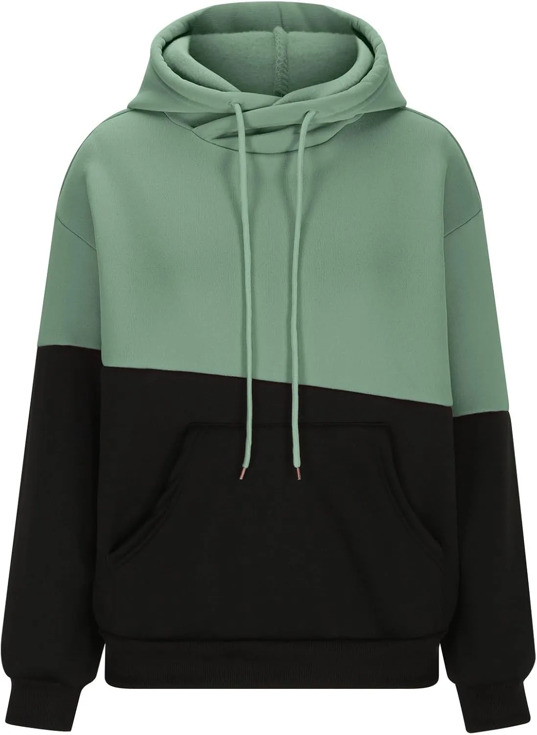Color Block Hoodie Women Drawstring Sweatshirts with Kangaroo Pocket Y2K Preppy Trendy Casual Loose Hooded Pullovers