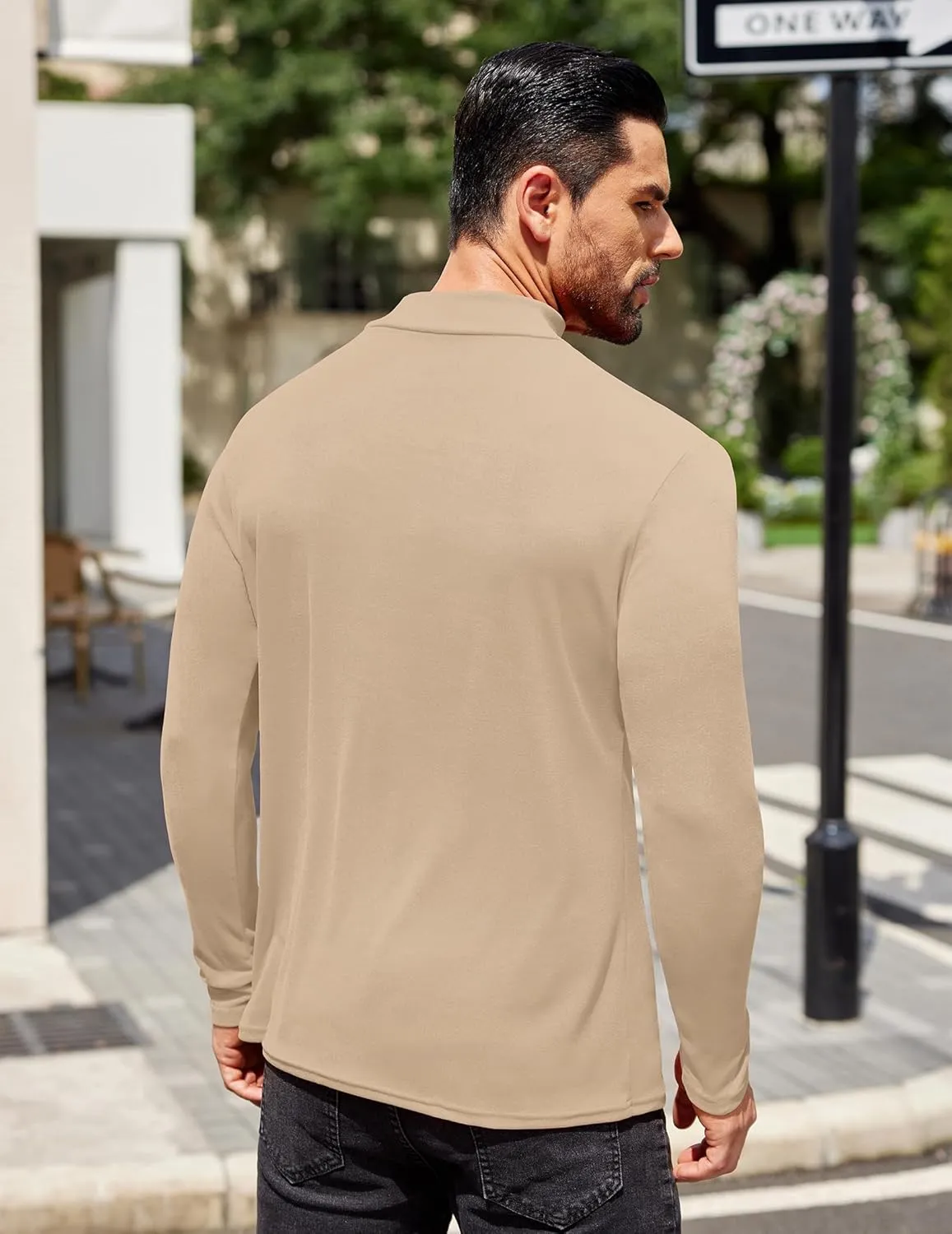 COOFANDY Mens Mock Turtleneck T-Shirts Long Sleeve Solid Color Tees Shirts Basic Casual Slim Fit Pullover T Shirts