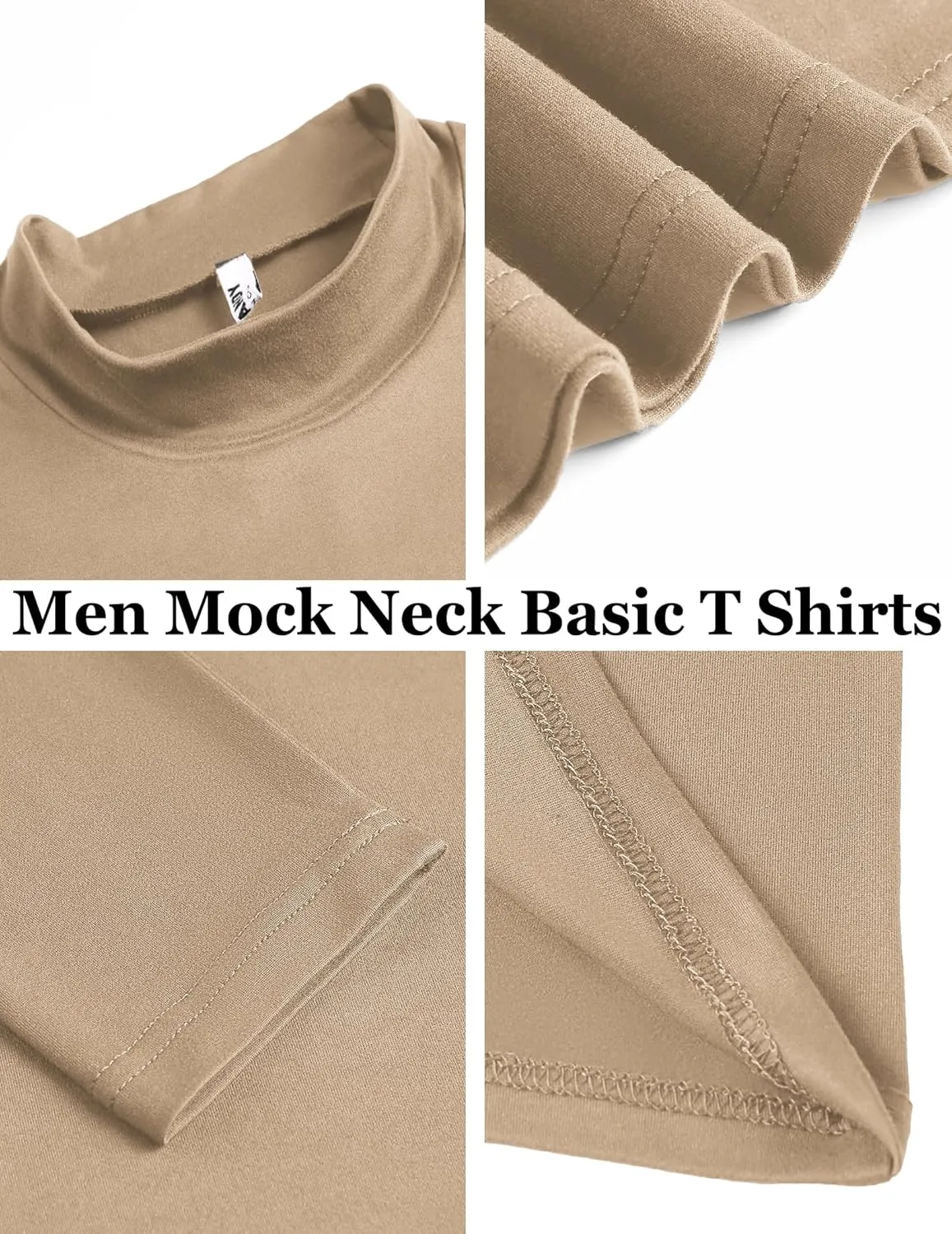 COOFANDY Mens Mock Turtleneck T-Shirts Long Sleeve Solid Color Tees Shirts Basic Casual Slim Fit Pullover T Shirts