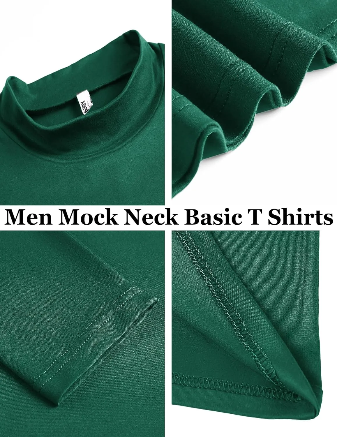 COOFANDY Mens Mock Turtleneck T-Shirts Long Sleeve Solid Color Tees Shirts Basic Casual Slim Fit Pullover T Shirts