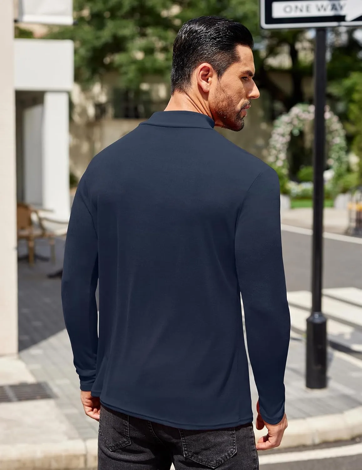COOFANDY Mens Mock Turtleneck T-Shirts Long Sleeve Solid Color Tees Shirts Basic Casual Slim Fit Pullover T Shirts