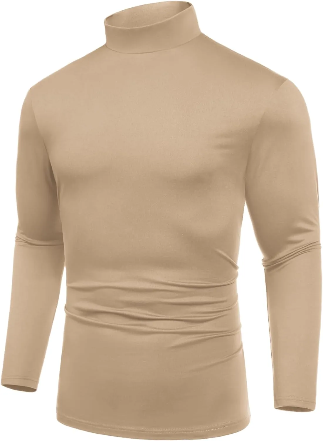 COOFANDY Mens Mock Turtleneck T-Shirts Long Sleeve Solid Color Tees Shirts Basic Casual Slim Fit Pullover T Shirts
