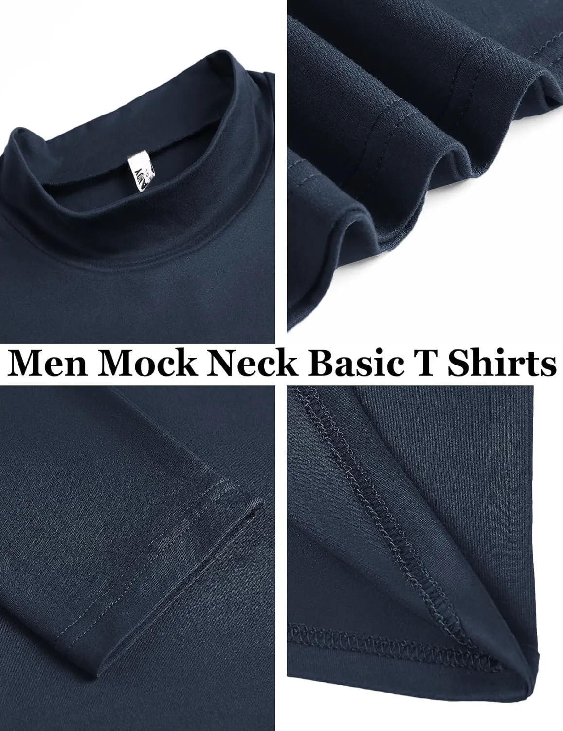 COOFANDY Mens Mock Turtleneck T-Shirts Long Sleeve Solid Color Tees Shirts Basic Casual Slim Fit Pullover T Shirts